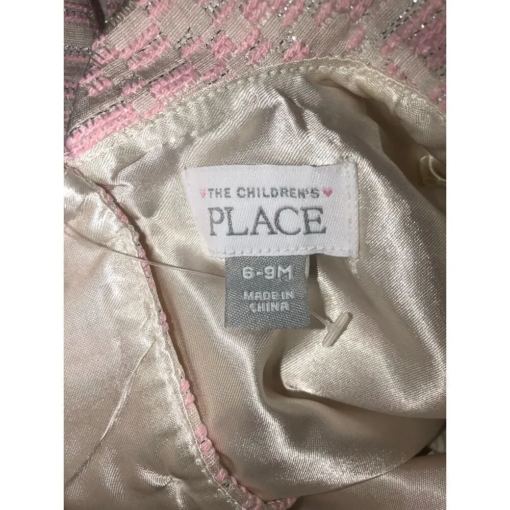 Pink Silver Baby Dress Size 6-9mths Ruffle Hem Collar Short Sleeve Underpants